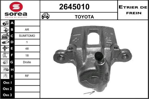 EAI 2645010 - Тормозной суппорт autospares.lv