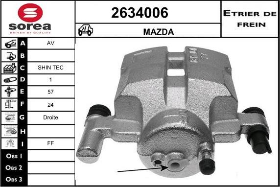 EAI 2634006 - Тормозной суппорт autospares.lv