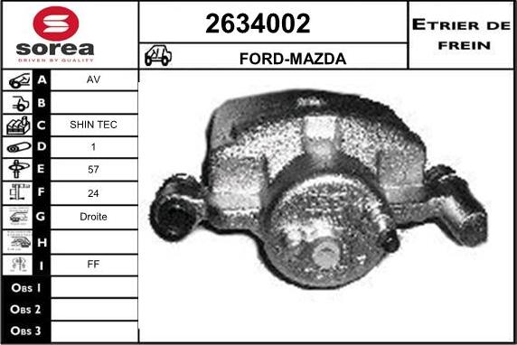 EAI 2634002 - Тормозной суппорт autospares.lv