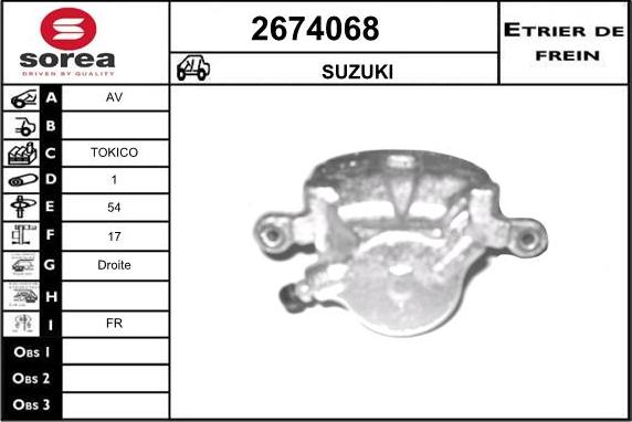 EAI 2674068 - Тормозной суппорт autospares.lv