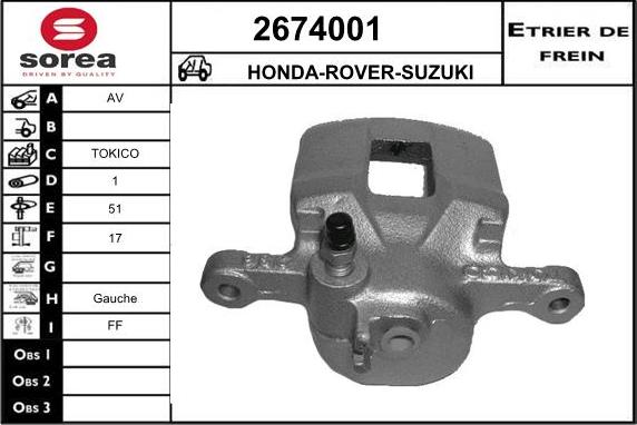 EAI 2674001 - Тормозной суппорт autospares.lv