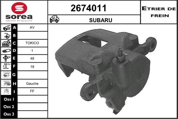 EAI 2674011 - Тормозной суппорт autospares.lv