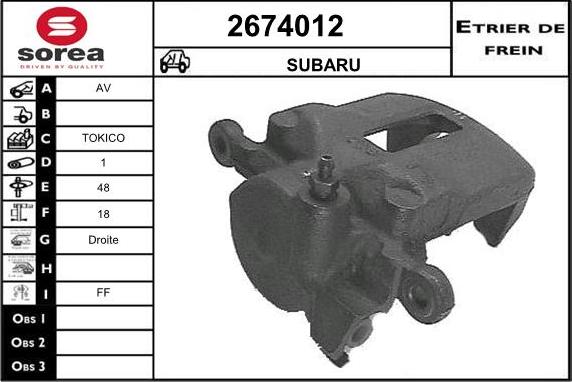 EAI 2674012 - Тормозной суппорт autospares.lv