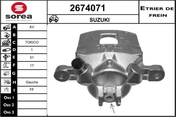 EAI 2674071 - Тормозной суппорт autospares.lv