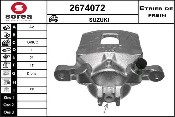 EAI 2674072 - Тормозной суппорт autospares.lv