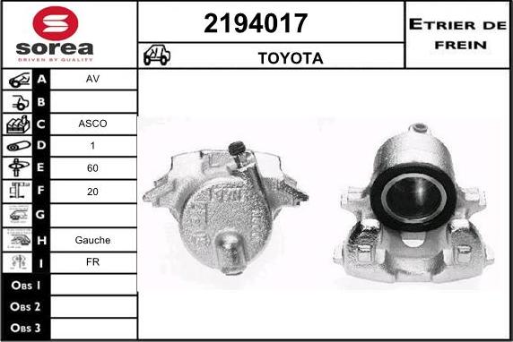 EAI 2194017 - Тормозной суппорт autospares.lv