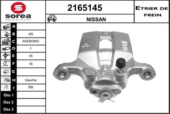 EAI 2165145 - Тормозной суппорт autospares.lv