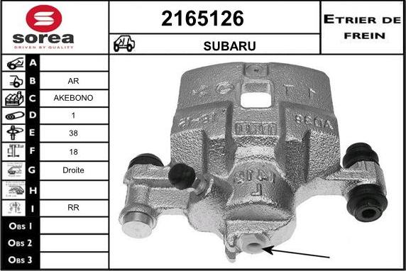 EAI 2165126 - Тормозной суппорт autospares.lv