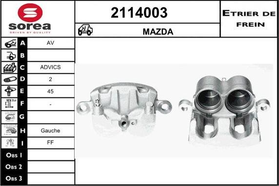 EAI 2114003 - Тормозной суппорт autospares.lv