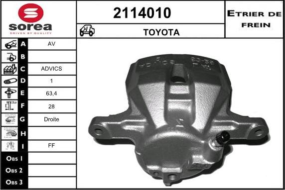 EAI 2114010 - Тормозной суппорт autospares.lv