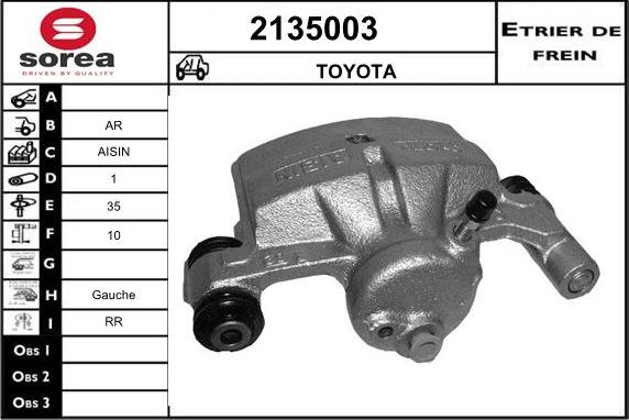 EAI 2135003 - Тормозной суппорт autospares.lv