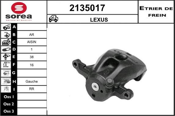 EAI 2135017 - Тормозной суппорт autospares.lv