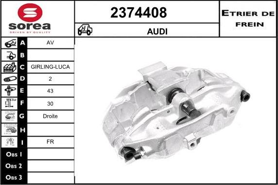 EAI 2374408 - Тормозной суппорт autospares.lv