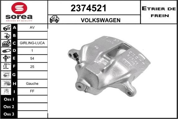 EAI 2374521 - Тормозной суппорт autospares.lv