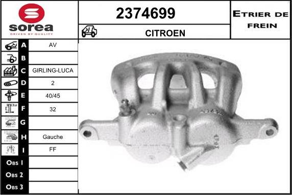 EAI 2374699 - Тормозной суппорт autospares.lv