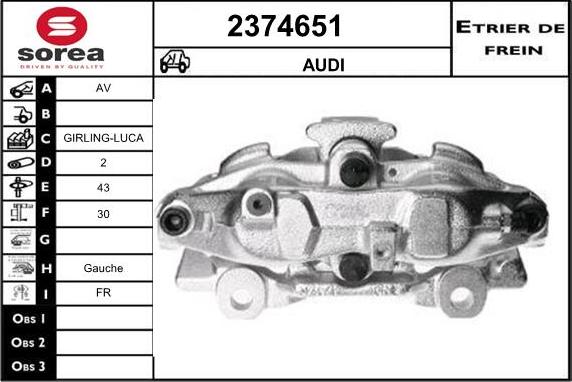 EAI 2374651 - Тормозной суппорт autospares.lv