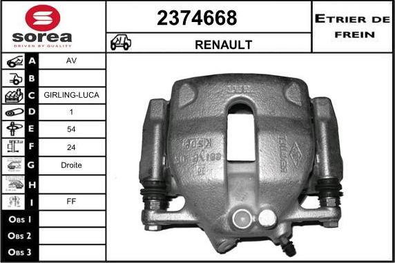 EAI 2374668 - Тормозной суппорт autospares.lv