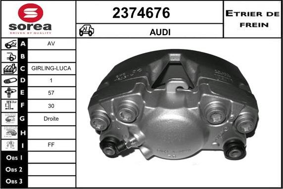 EAI 2374676 - Тормозной суппорт autospares.lv