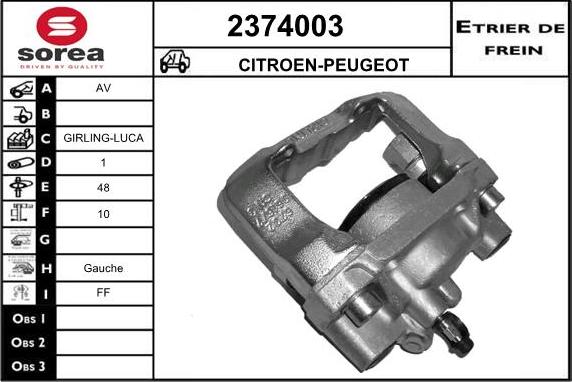 EAI 2374003 - Тормозной суппорт autospares.lv