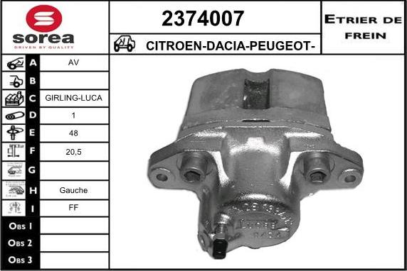 EAI 2374007 - Тормозной суппорт autospares.lv