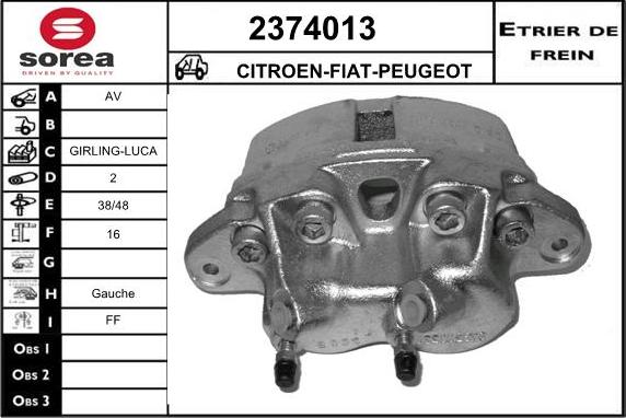 EAI 2374013 - Тормозной суппорт autospares.lv