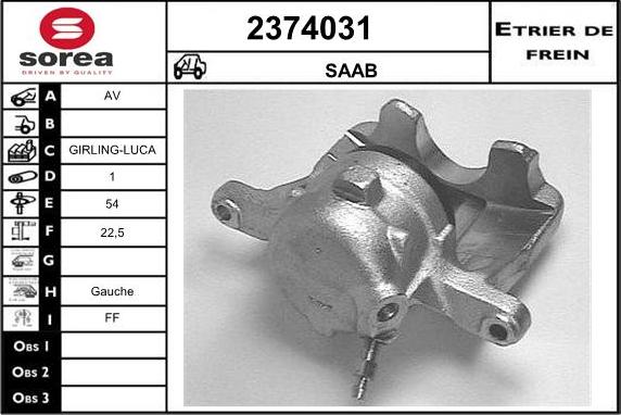 EAI 2374031 - Тормозной суппорт autospares.lv