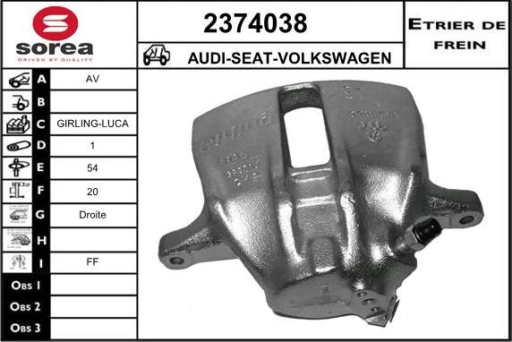 EAI 2374038 - Тормозной суппорт autospares.lv