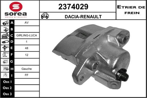 EAI 2374029 - Тормозной суппорт autospares.lv