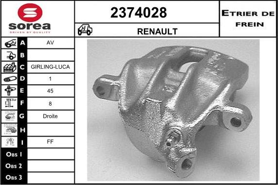 EAI 2374028 - Тормозной суппорт autospares.lv