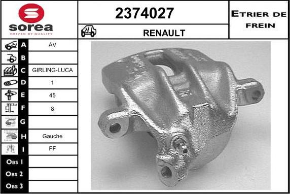 EAI 2374027 - Тормозной суппорт autospares.lv