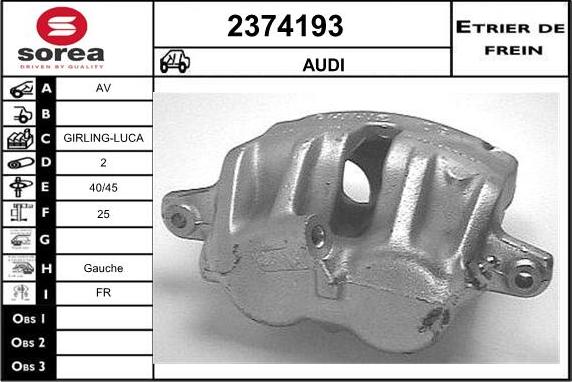 EAI 2374193 - Тормозной суппорт autospares.lv