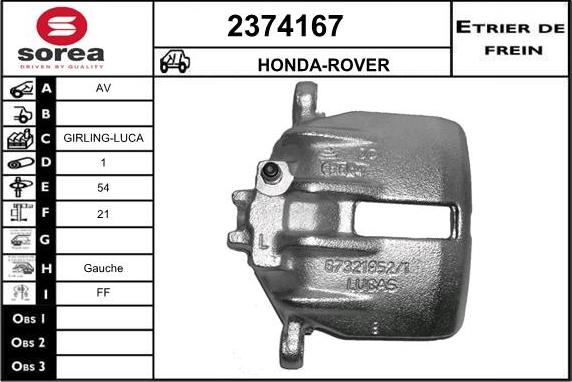 EAI 2374167 - Тормозной суппорт autospares.lv