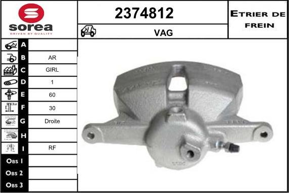 EAI 2374812 - Тормозной суппорт autospares.lv