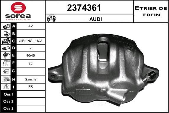 EAI 2374361 - Тормозной суппорт autospares.lv