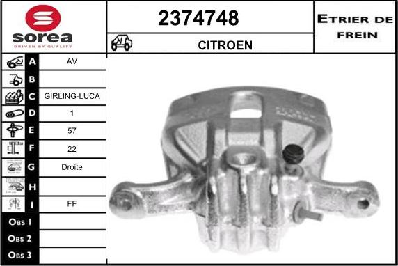 EAI 2374748 - Тормозной суппорт autospares.lv