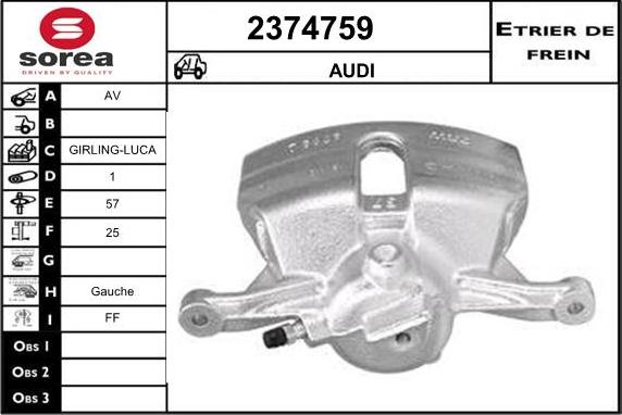 EAI 2374759 - Тормозной суппорт autospares.lv