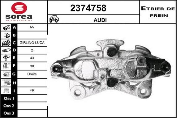 EAI 2374758 - Тормозной суппорт autospares.lv