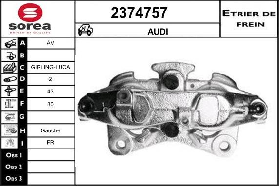 EAI 2374757 - Тормозной суппорт autospares.lv