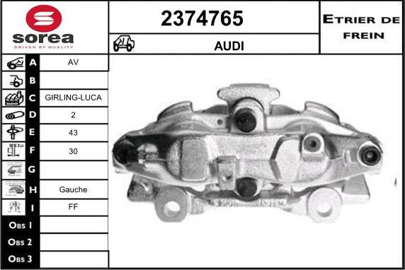 EAI 2374765 - Тормозной суппорт autospares.lv