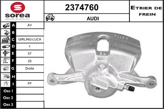 EAI 2374760 - Тормозной суппорт autospares.lv