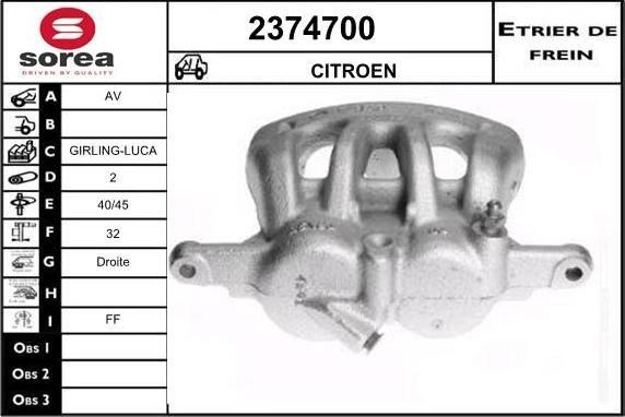 EAI 2374700 - Тормозной суппорт autospares.lv