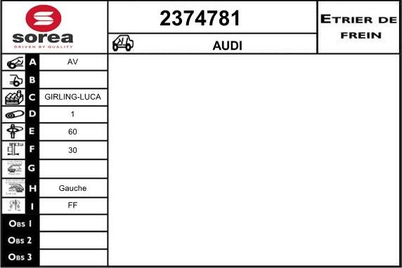 EAI 2374781 - Тормозной суппорт autospares.lv