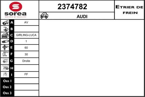 EAI 2374782 - Тормозной суппорт autospares.lv