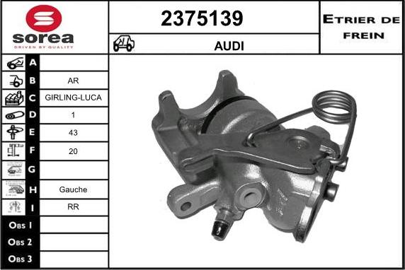 EAI 2375139 - Тормозной суппорт autospares.lv