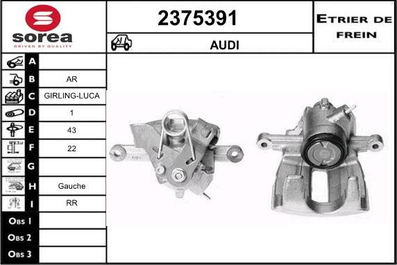 EAI 2375391 - Тормозной суппорт autospares.lv