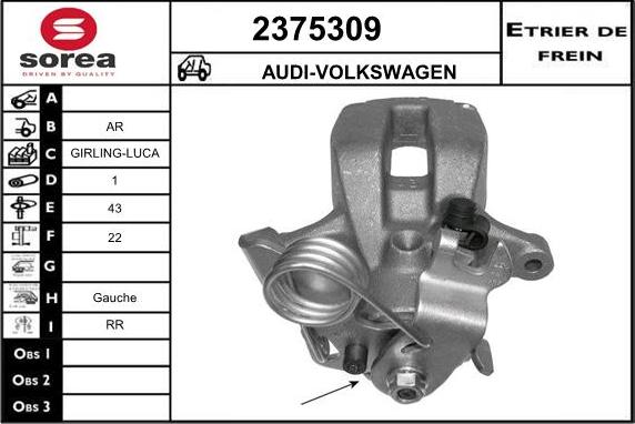 EAI 2375309 - Тормозной суппорт autospares.lv