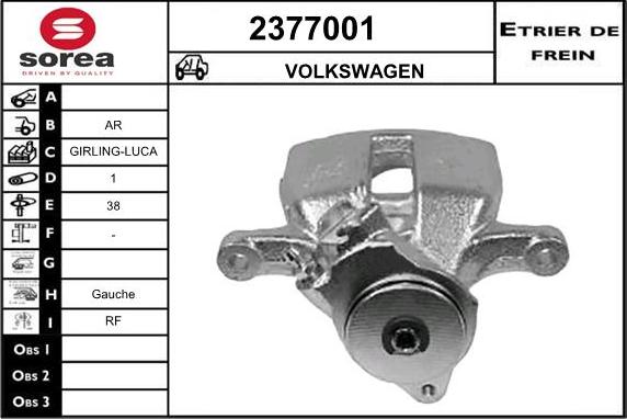 EAI 2377001 - Тормозной суппорт autospares.lv