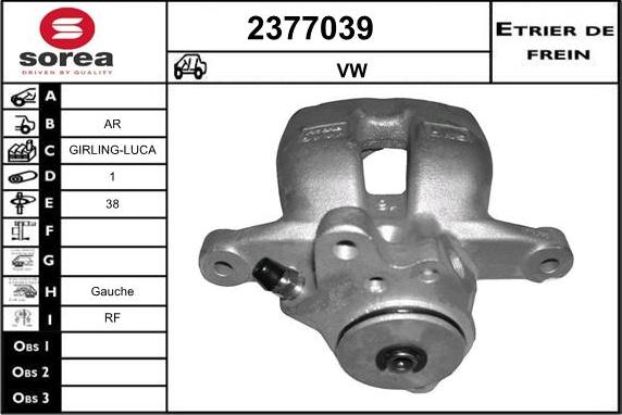 EAI 2377039 - Тормозной суппорт autospares.lv