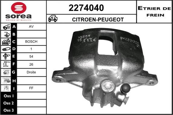 EAI 2274040 - Тормозной суппорт autospares.lv