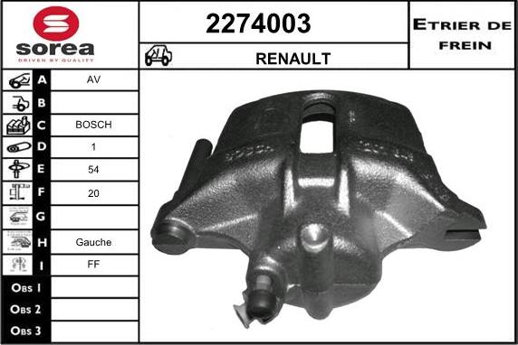 EAI 2274003 - Тормозной суппорт autospares.lv